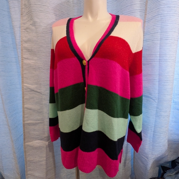 Crown & Ivy Pink and Red Cardigan Sweater - Size 3X - Picture 1 of 4